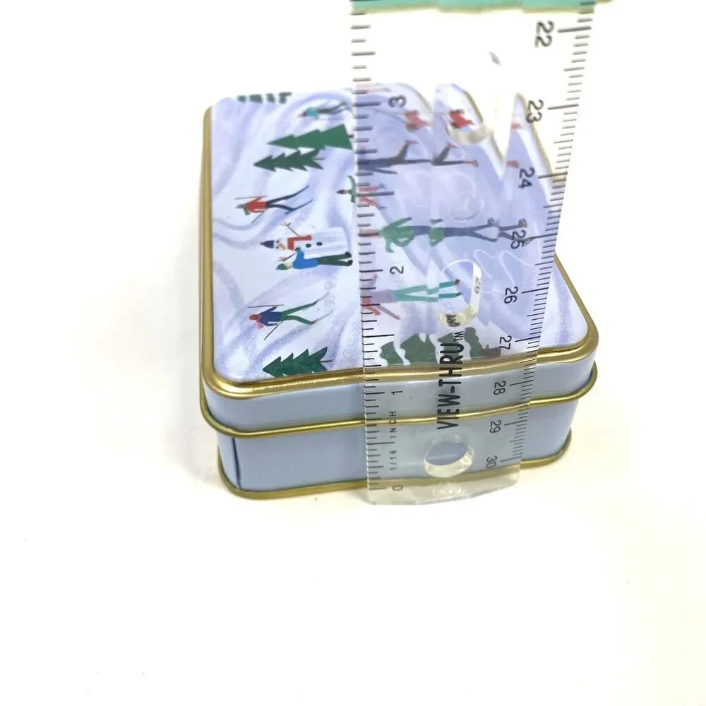 3 Assorted Target Bullseye Winter Scene Mini Gift Tins NWT Decor Houses Skating